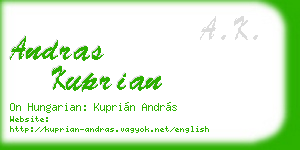 andras kuprian business card